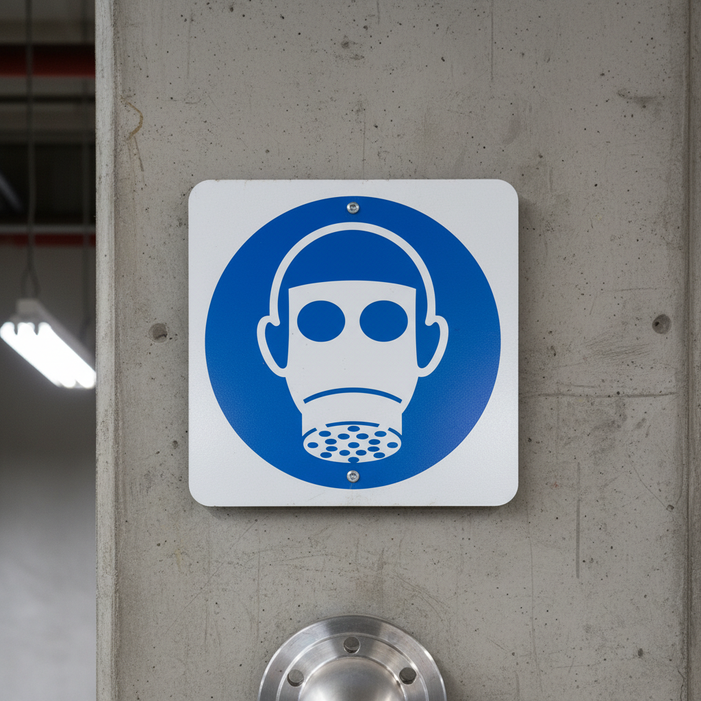 Wear Respiratory Protection Sign, material Rigid PVC, size 100*100mm