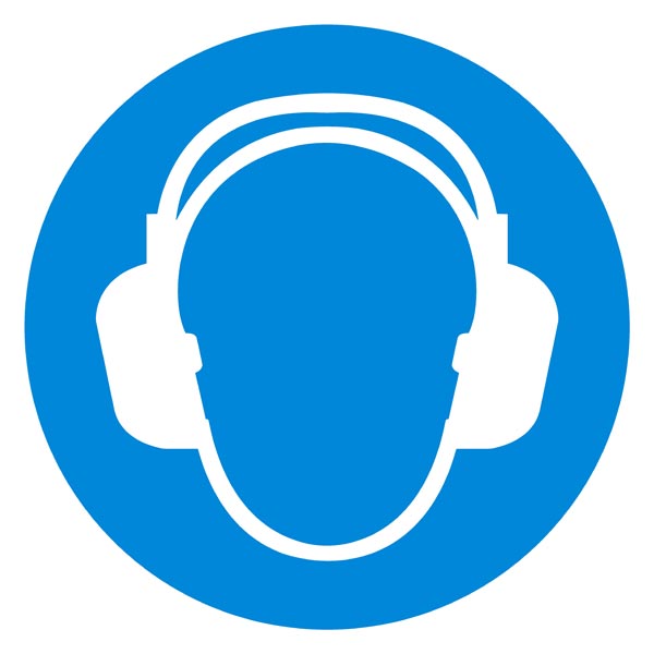Floor sign - mandatory ear protection - 43 cm diameter robust anti-slip PVC - Storeforsigns.com