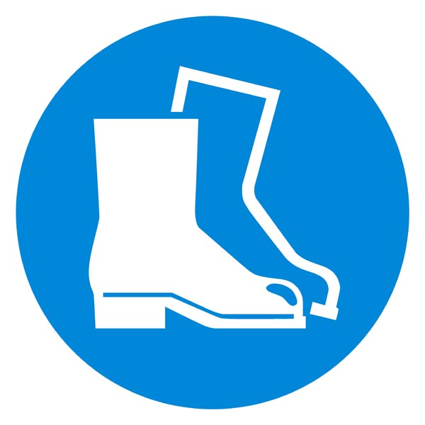 Floor sign - mandatory safety shoes - 43 cm diameter robust anti-slip PVC - Storeforsigns.com