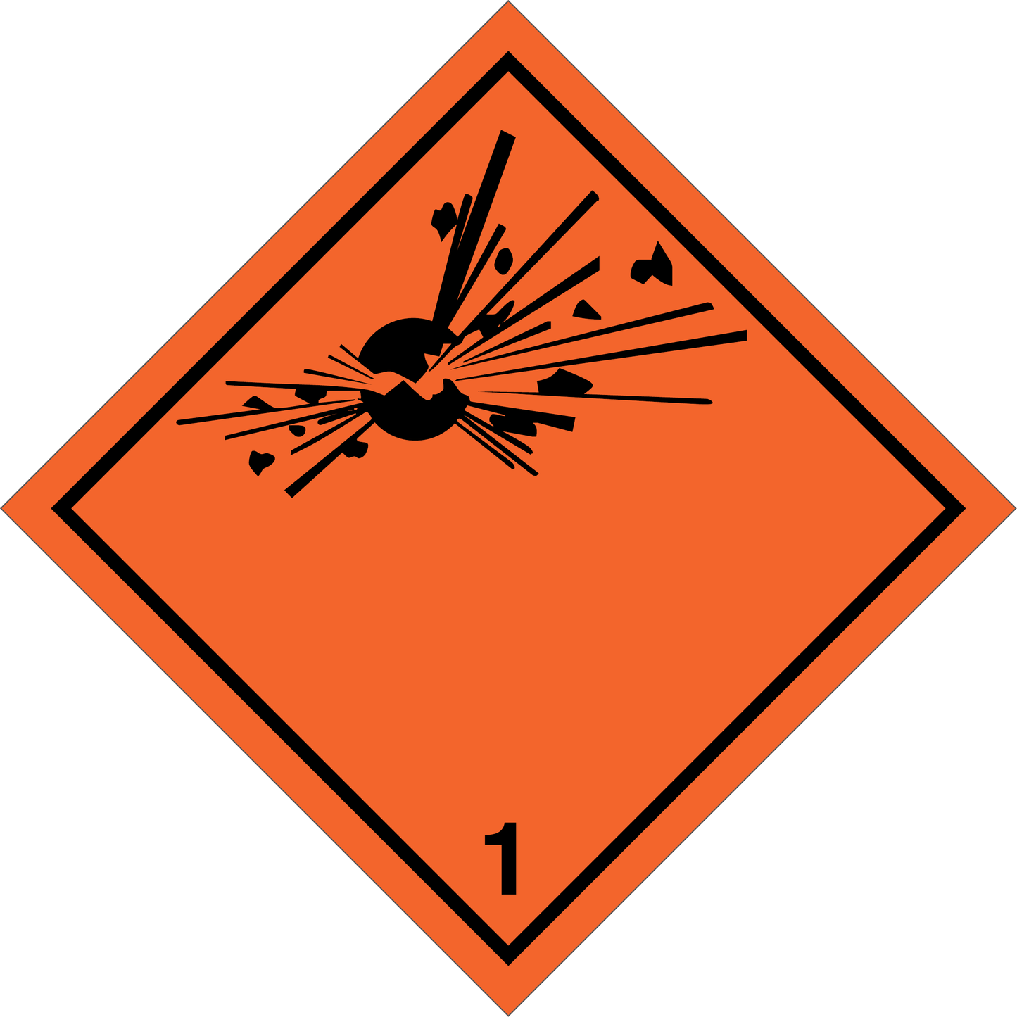 ADR label - explosive material, material Polyvinyl chloride (PVC), dimensiune 300×300 mm