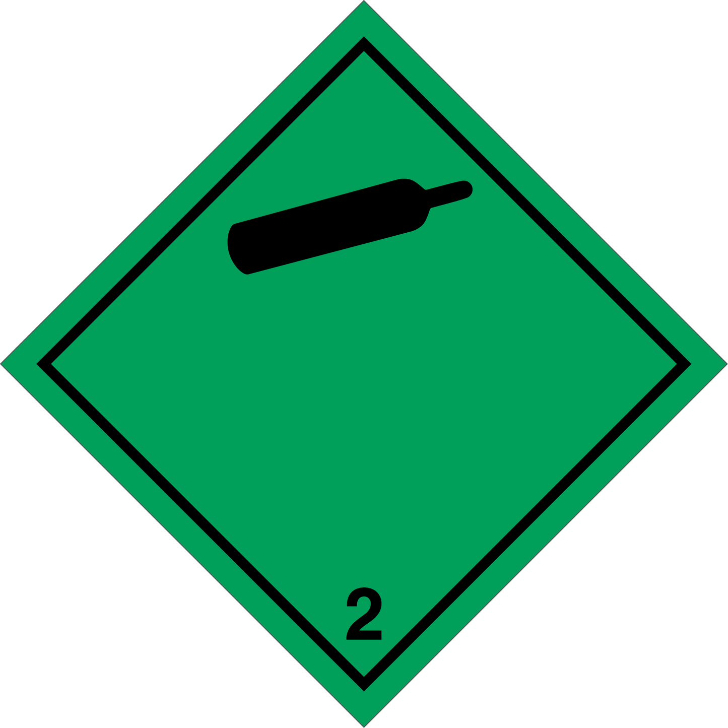 ADR Non-Flammable Gas Label, material Polyvinyl chloride (PVC), velikost 100×100 mm