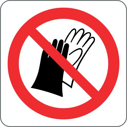 Do Not Wear Gloves Sign, material PVC autocolante, tamanho 60*60mm