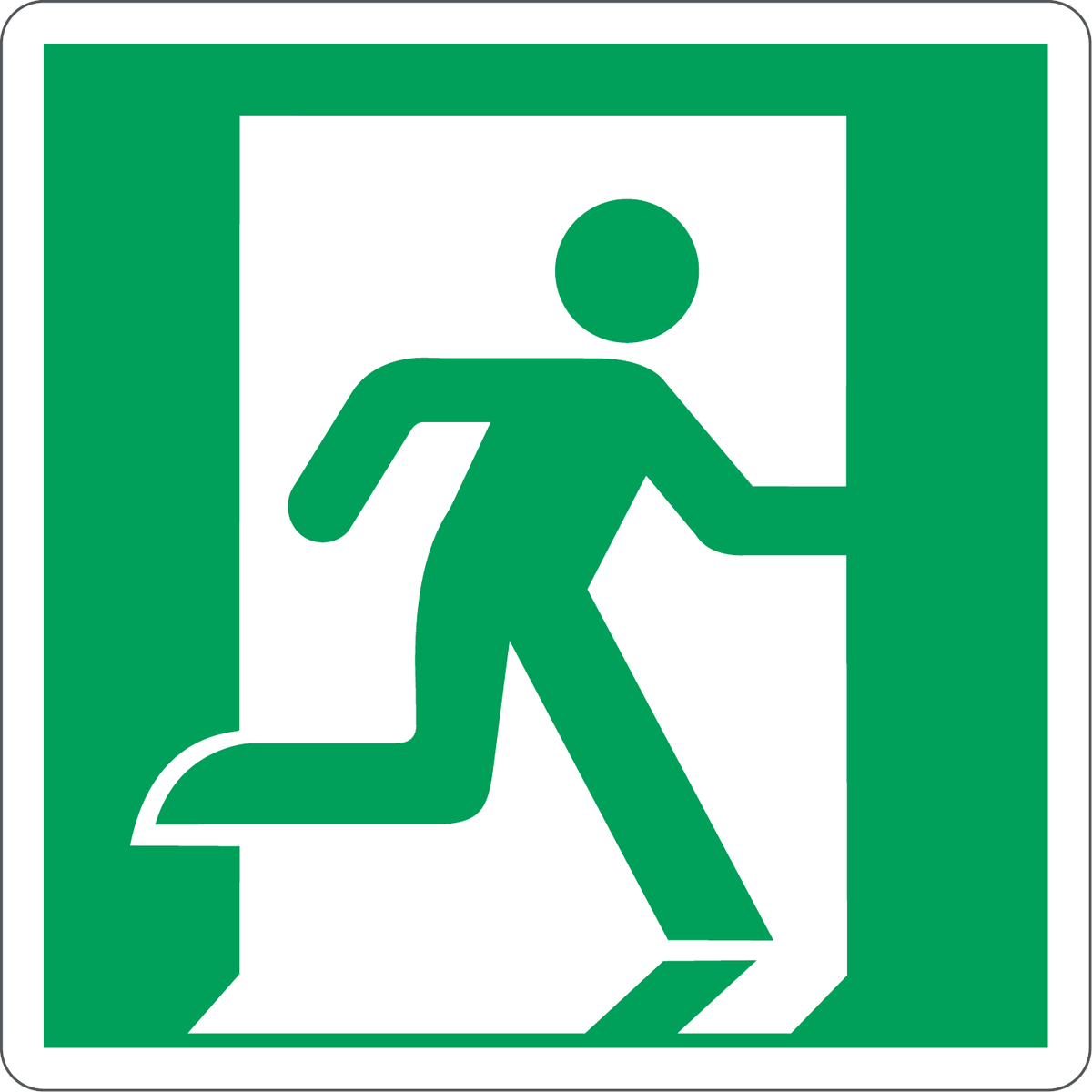 Emergency Exit Right Sign, material alumínio fotoluminescente, tamanho 160*160mm
