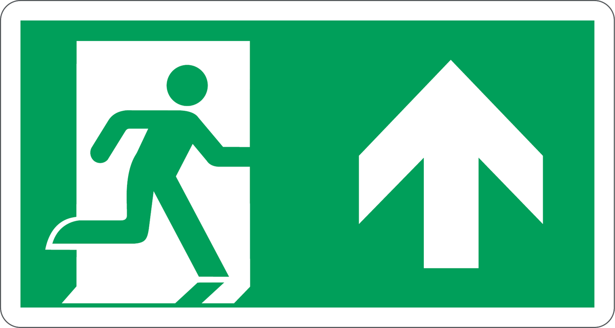 Izhod v sili Up Arrow znak, material fotoluminiscentni aluminij, velikost 480×250