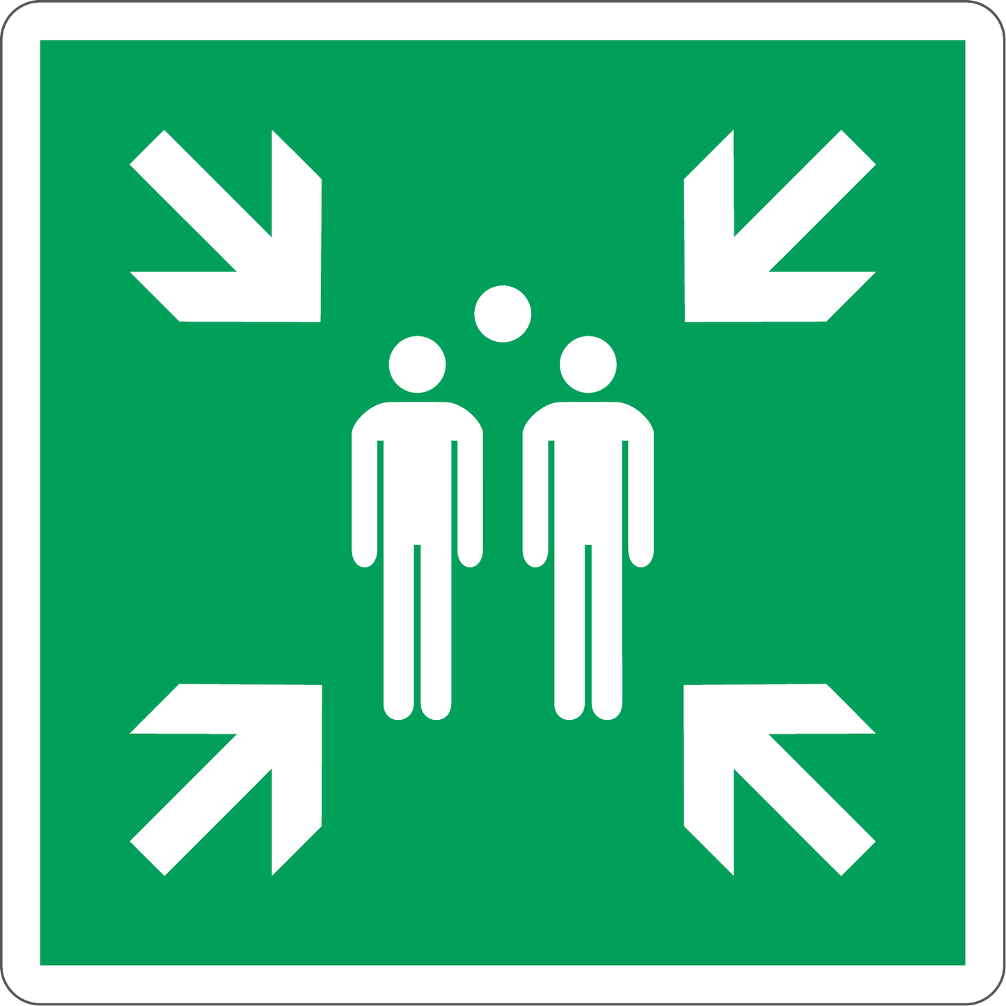 Evacuation Assembly Point Sign, medžiaga: fotoliuminescencinis aliuminis, dydis: 250*250mm