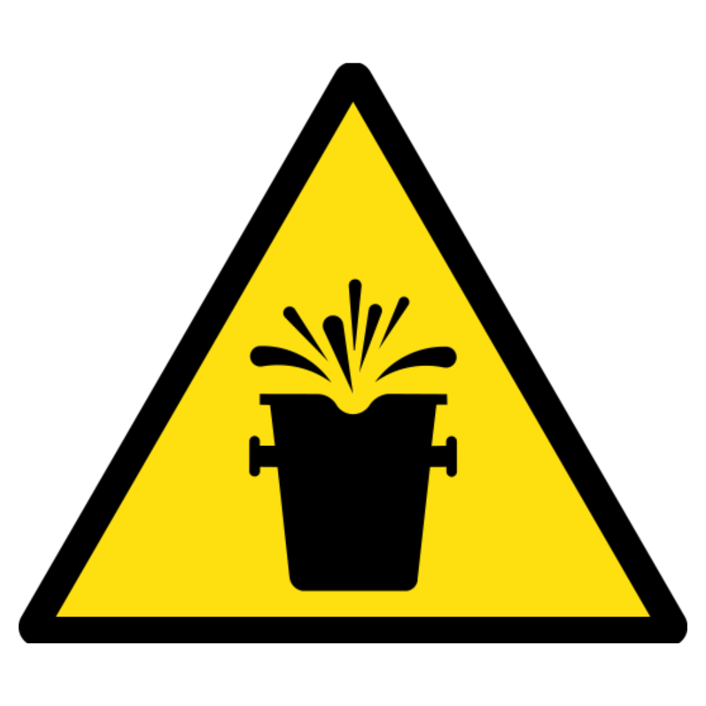 Hot Splashes Warning Sign, material Adhesive PVC, size 125*125mm
