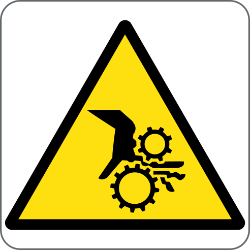 Indicator de avertizare - moving gears, material rigid-pvc, dimensiune 50×50 mm
