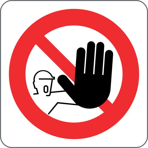 No Unauthorised Access bord, materiaal zelfklevend pvc, formaat 270 × 270 mm
