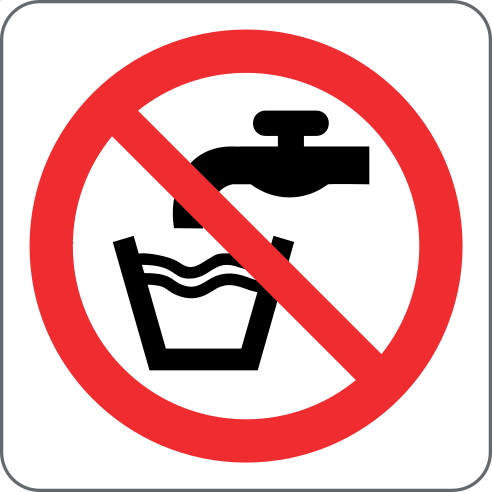 Not Drinking Water Sign, medžiaga: lipnus PVC, dydis: 60*60mm
