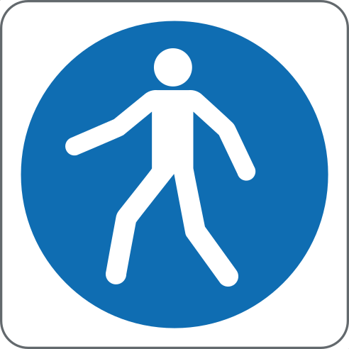 Pedestrian Walkway Mandatory Sign, material Adhesive PVC, size 125*125mm
