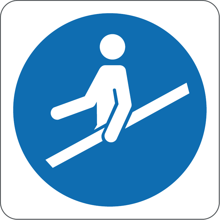 Use Handrail Mandatory Sign, material Adhesive PVC, size 60*60mm