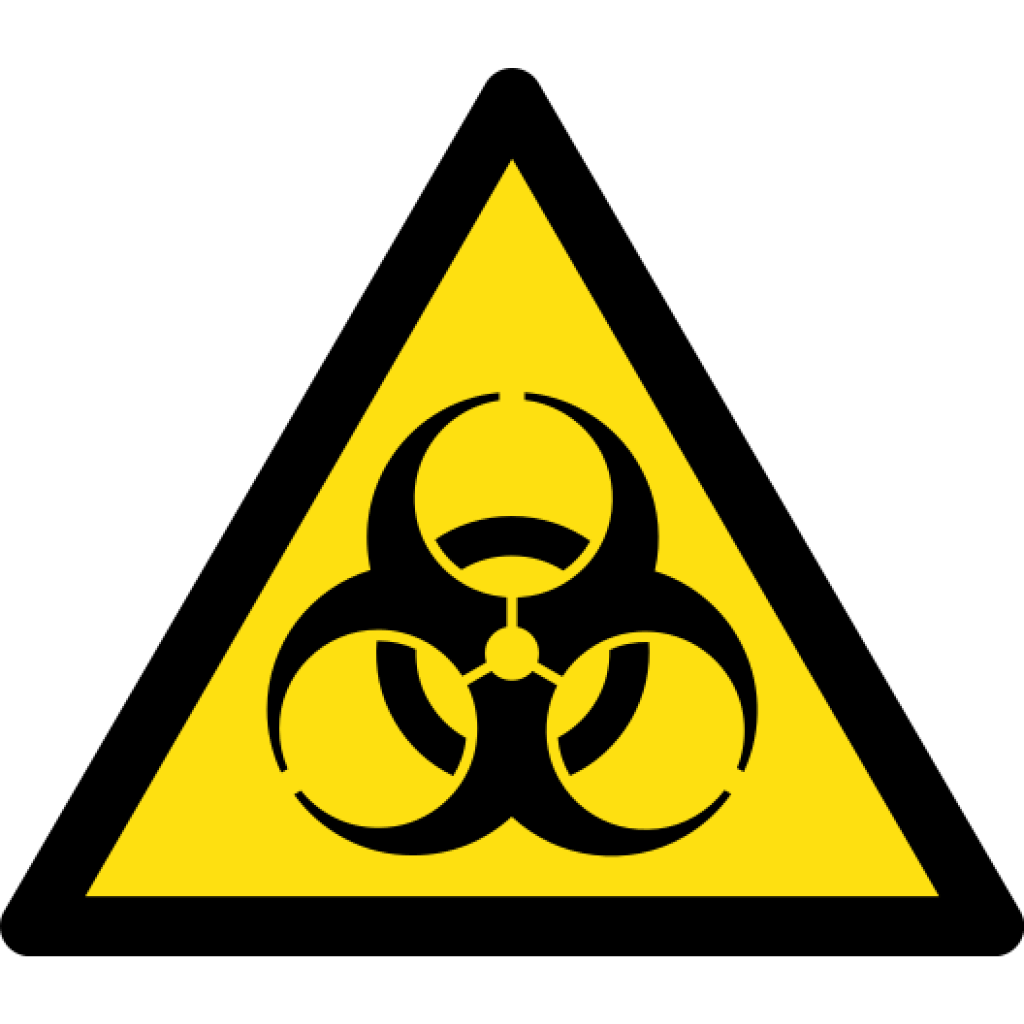 Biological Hazard Warning Sign, material Aluminum, size 140mm (triangle)