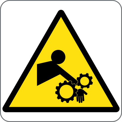 Arm Entanglement Hazard Sign, material rigid-pvc, size 100*100mm