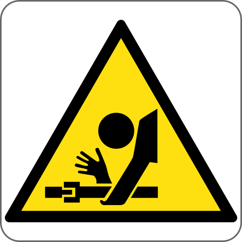 Arm Entanglement Warning Sign, material rigid-pvc, size 50*50mm