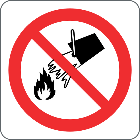 Do Not Extinguish With Water Sign, material Adhesive PVC, size 125*125mm