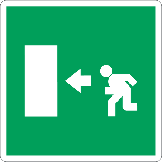 Emergency Exit Left Sign, material Luminescent Aluminum, size 160*160mm