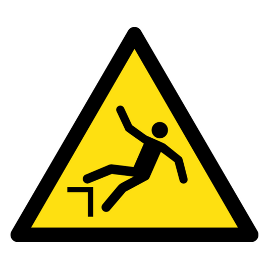 Fall From Height Warning Sign, material Aluminum, size 580mm (triangle)