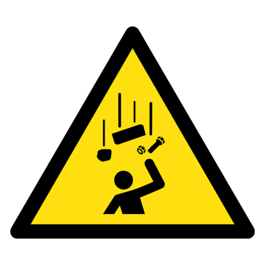 Falling Objects Warning Sign, material Adhesive PVC, size 140mm (triangle)