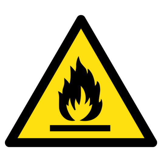 Flammable Materials Warning Sign, material Aluminum, size 580mm (triangle)