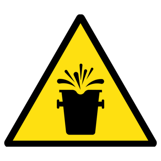 Hot Splashes Warning Sign, material Adhesive PVC, size 125*125mm