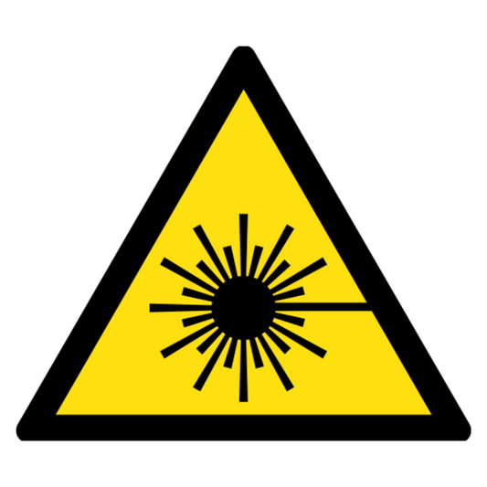 Laser Beam Warning Sign, material Adhesive PVC, size 140mm (triangle)