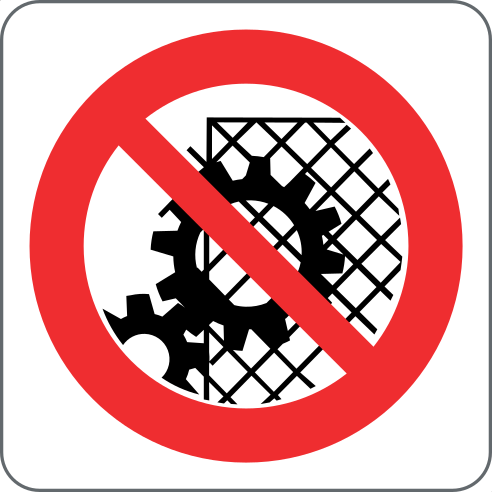 No Access to Machines Sign, material Adhesive PVC, size 125×125 mm