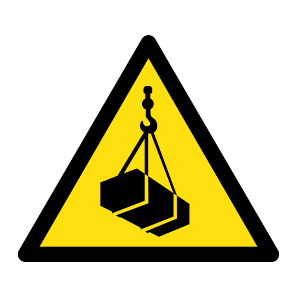 Suspended Load Warning Sign, material Aluminum, size 580mm (triangle)