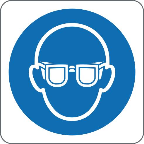 Wear Eye Protection Sign, material Adhesive PVC, size 125*125mm