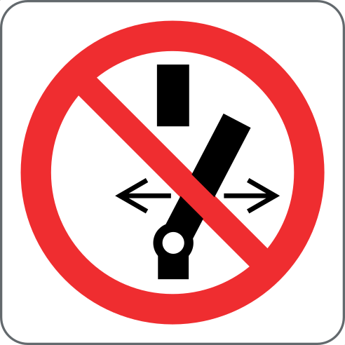 Do Not Alter Switch State bord, materiaal zelfklevend pvc, formaat 125 × 125 mm