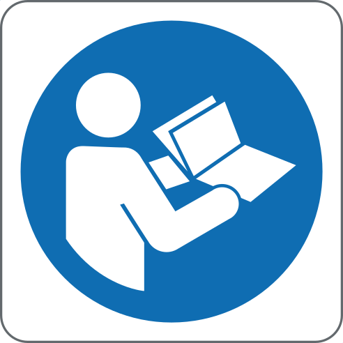 Refer to Instruction Manual Sign, material Adhesive PVC, size 60*60mm