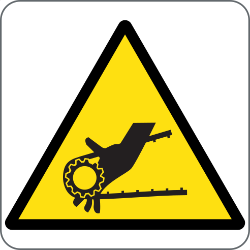Belt Crushing Hazard Sign, material rigid-pvc, size 200*200mm