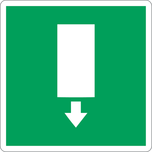 Safety Exit Sign (Down Arrow), material Luminescent Aluminum, size 160*160mm