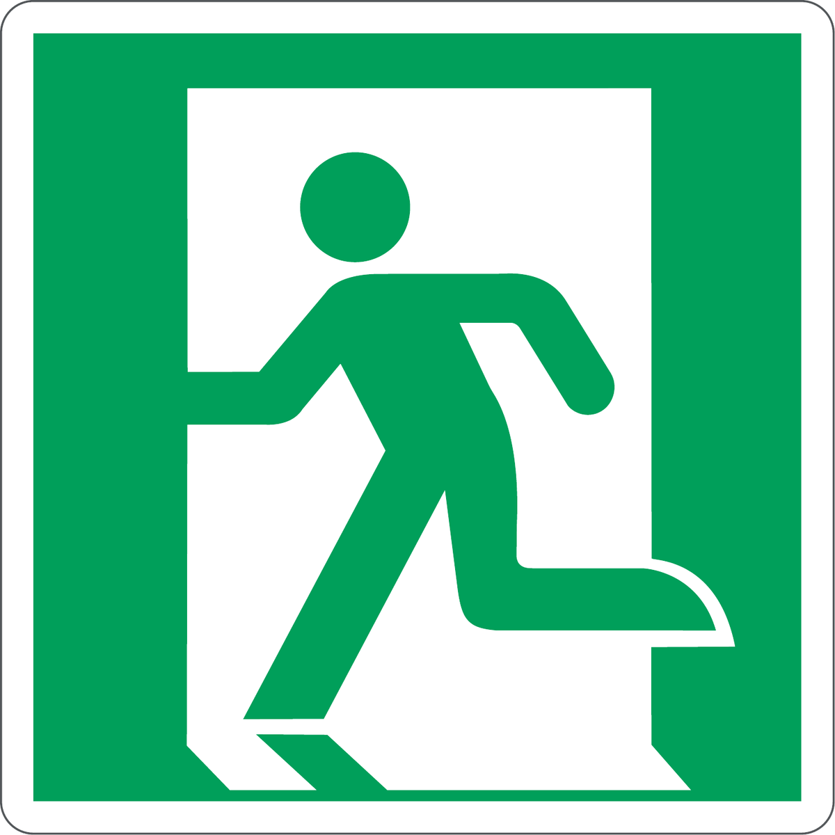 Safety Exit Sign (Left Arrow), material Luminescent Aluminum, size 120*120mm