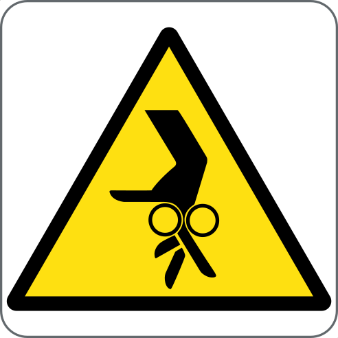 Arm Entanglement Warning Sign, material Adhesive PVC, size 60*60mm