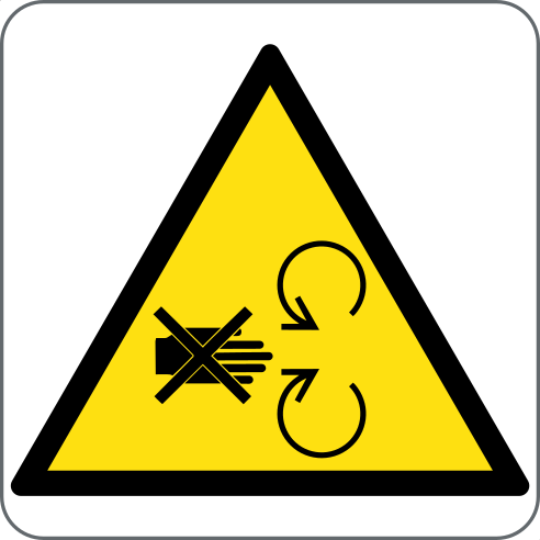 Moving Rollers Warning Sign, material rigid-pvc, size 200*200mm