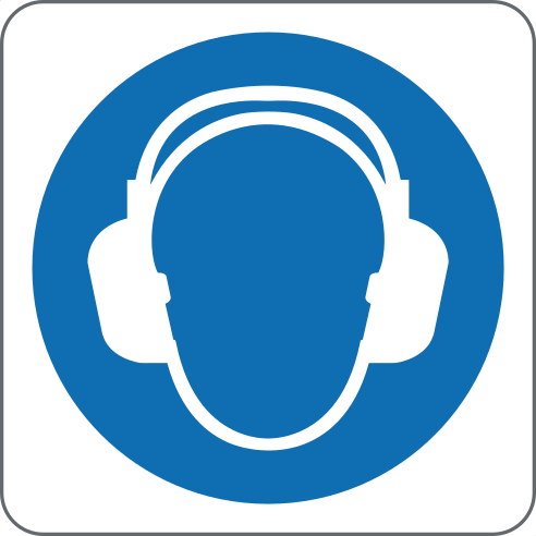 Wear Ear Protection Sign, material Adhesive PVC, size 60*60mm