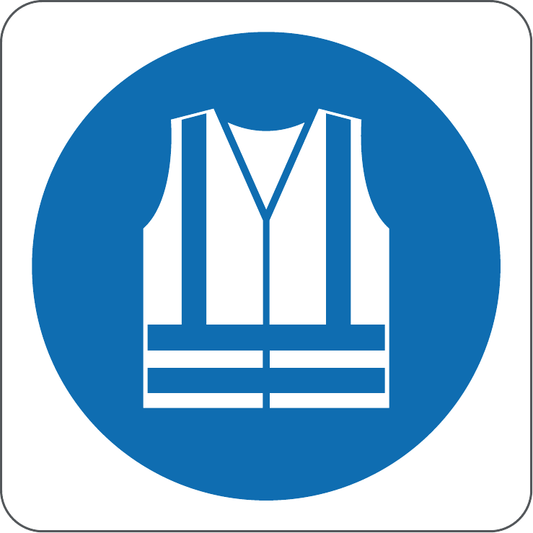 Wear High Visibility Clothing Sign, material Adhesive PVC, size 125*125mm