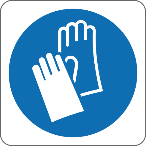 Wear Protective Gloves Sign, material Adhesive PVC, size 125*125mm