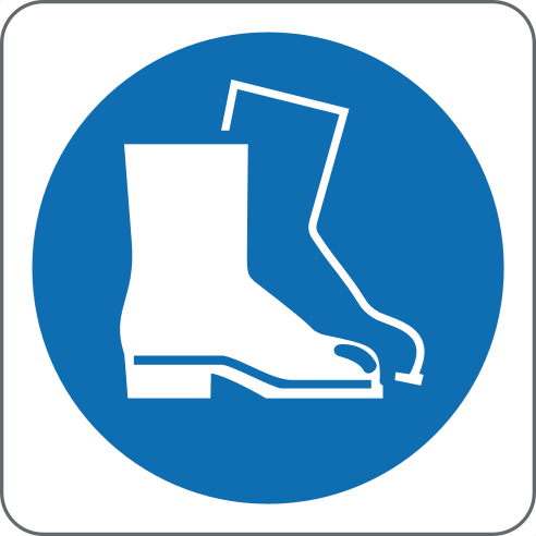 Wear Safety Footwear Sign, material Adhesive PVC, size 125*125mm