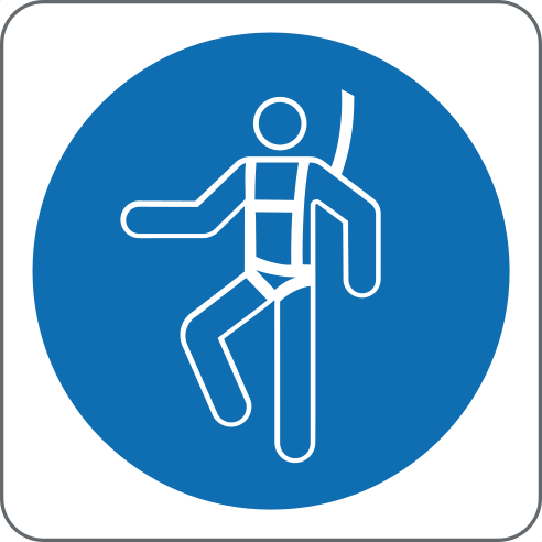 Wear Safety Harness Sign, material Adhesive PVC, size 60*60mm